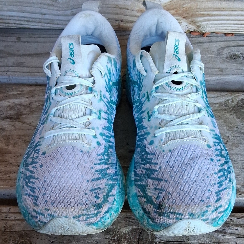 ASICS Mens's Noosa Tri  White and Aqua Athletic Shoes - Picture 5 of 14